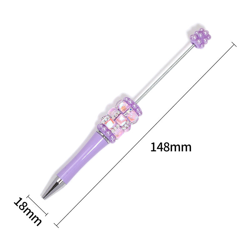 Wholesale  5pcs/pack Square diamond pearl bead pen,  multi-color plastic rotating ballpoint pen